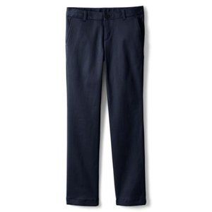 NWT LANDS'‎ END GIRLS PLAIN FRONT STRETCH CHINO PANTS CLASSIC NAVY 7, 8, 14
